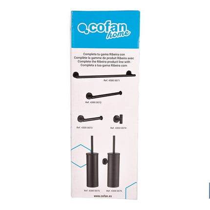 Escobillero de baño negro mate | Material: acero inoxidable | Diseño redondo | Medidas: 9,1 x 9,1 x 39 cm