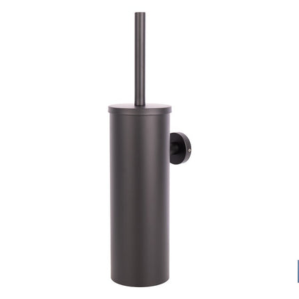 Escobillero de pared negro mate | Material: acero inoxidable | Diseño redondo | Medidas: 9,1 x 12,9 x 39 cm