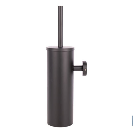 Escobillero de pared negro mate | Material: acero inoxidable | Diseño redondo | Medidas: 9,1 x 12,9 x 39 cm