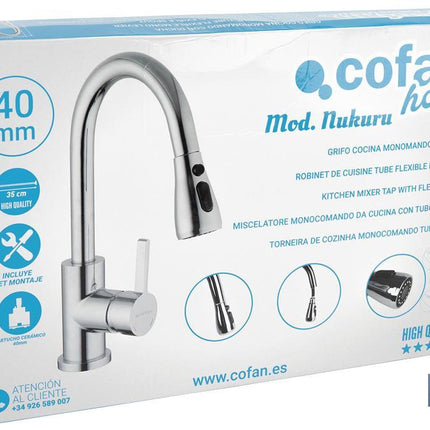 Grifo de Cocina Monomando con Ducha | Fabricado en Latón con Mando en Aleación de Zinc