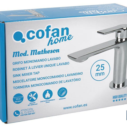 Grifo para Lavabo Monomando | Medida 25 mm | Modelo Matheson | Fabricado en Latón con un Acabado en Cromado