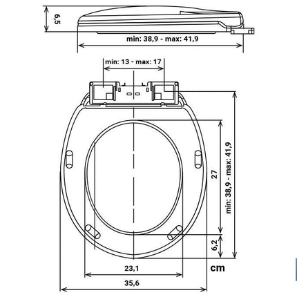 Tapa WC | Medidas 40.4 x 35.6 cm | Fabricada en Polipropileno Blanco