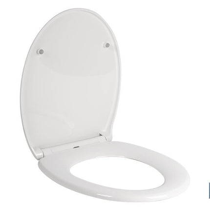 Tapa de WC | Con botón de liberación rápida | Forma oval | Material: polipropileno | Cierre lento y silencioso
