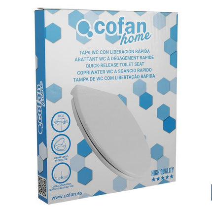 Tapa de WC | Con botón de liberación rápida | Forma oval | Material: polipropileno | Cierre lento y silencioso