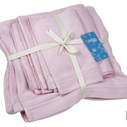 Juego de 3 toallas de color rosa claro con 580 g/m2 | Gama Flor | Set de toallas 100 % de algodón