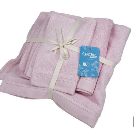 Juego de 3 toallas de color rosa claro con 580 g/m2 | Gama Flor | Set de toallas 100 % de algodón
