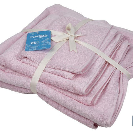 Juego de 3 toallas de color rosa claro con 580 g/m2 | Gama Flor | Set de toallas 100 % de algodón