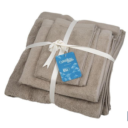 Juego de 3 toallas de color beige con 580 g/m2 | Gama Abisinia | Set de toallas 100 % de algodón