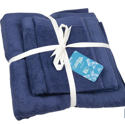 Juego de 3 toallas en color azul marino con 580 g/m2 | Gama Marín | Set de toallas 100 % de algodón