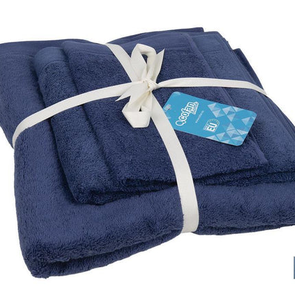 Juego de 3 toallas en color azul marino con 580 g/m2 | Gama Marín | Set de toallas 100 % de algodón