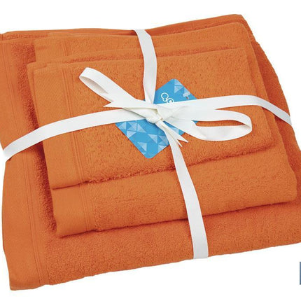 Juego de 3 toallas de color naranja (orange) con 580 g/m2 | Gama Amanecer | Set de toallas 100 % de algodón