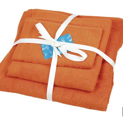Juego de 3 toallas de color naranja (orange) con 580 g/m2 | Gama Amanecer | Set de toallas 100 % de algodón