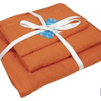 Juego de 3 toallas de color naranja (orange) con 580 g/m2 | Gama Amanecer | Set de toallas 100 % de algodón