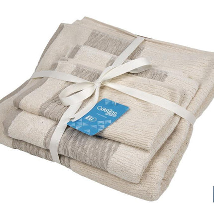 Juego de 3 toallas de color nature con 600 g/m2 | Gama Alma | Set de toallas 95 % de algodón y 5 % de lino