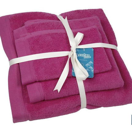 Juego de 3 toallas de color fucsia con 580 g/m2 | Gama Primavera | Set de toallas 100 % de algodón