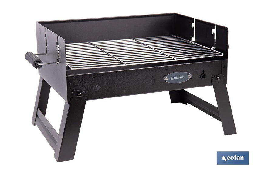 Barbacoa de carbón portátil plegable | Con parrilla cromada | Asas laterales | Compacta y fácil de transportar | Medidas: 45,5 x 34,5 x 31,5 cm