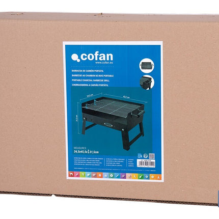 Barbacoa de carbón portátil plegable | Con parrilla cromada | Asas laterales | Compacta y fácil de transportar | Medidas: 45,5 x 34,5 x 31,5 cm