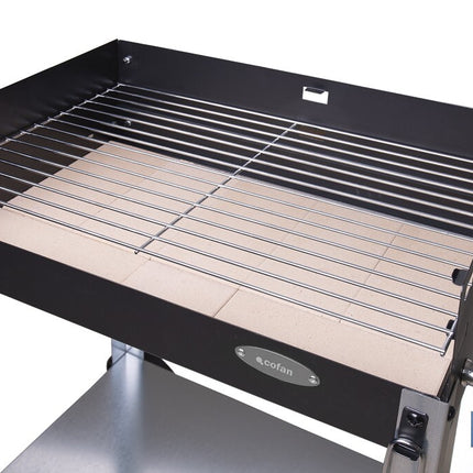 Barbacoa de carbón con ruedas | Parrilla regulable | Ladrillo refractario | Fácil de transportar y estable | Medidas: 56,7 x 36 x 83 cm