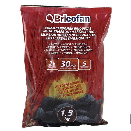 Bolsa de carbón en Briquetas | Autoencendibles | Peso 1,5 kg