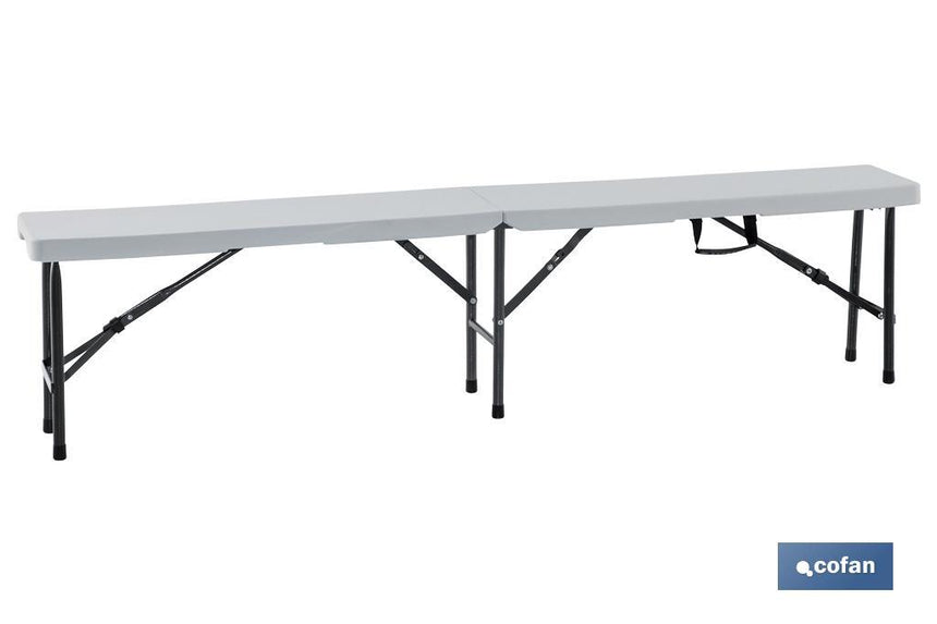 Banco Plegable de Polietileno de alta densidad | Estructura de acero con sistema Plegable | Con Asa para transportar