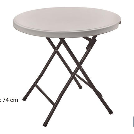 Mesa plegable redonda de color blanco | Peso máximo: 120 kg | Adecuada para 6 personas | Medidas abierta: Ø88 x 74 cm