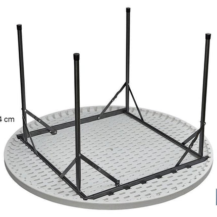 Mesa plegable redonda de color blanco | Peso máximo: 150 kg | Adecuada para 8 personas | Medidas abierta: Ø120 x 74 cm