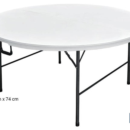 Mesa Redonda Plegable Blanca | Medida: 180 x 74 cm | Cierre Plegado por la Mitad