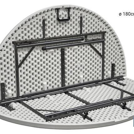 Mesa Redonda Plegable Blanca | Medida: 180 x 74 cm | Cierre Plegado por la Mitad