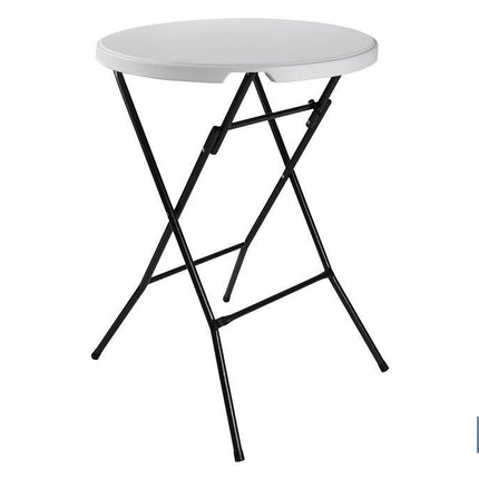 Mesa alta plegable redonda de color blanco | Adecuada para interior y exterior | Medidas: Ø 80 x 110 cm