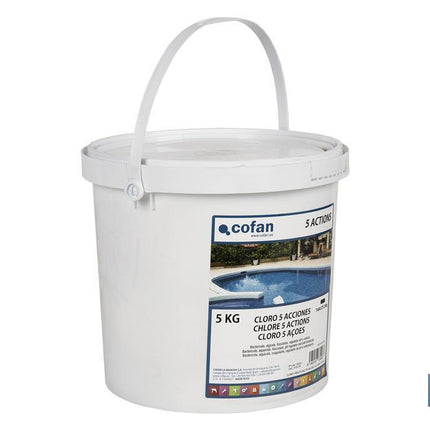 Cloro 5 Acciones para piscinas | Tabletas de 200 gramos | Envases de 5 kilos