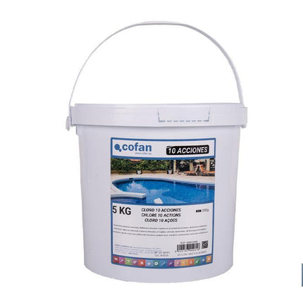 Cloro de 10 acciones en tabletas | Envase de 5 kg | Tratamiento multifunción para piscinas