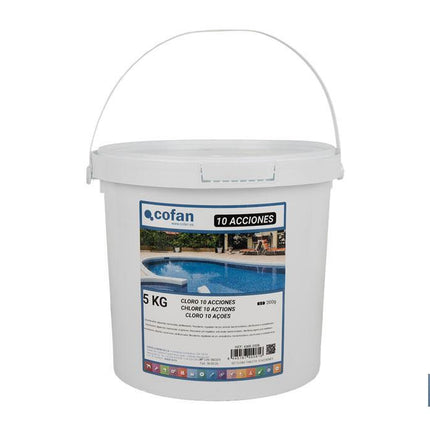 Cloro de 10 acciones en tabletas | Envase de 5 kg | Tratamiento multifunción para piscinas