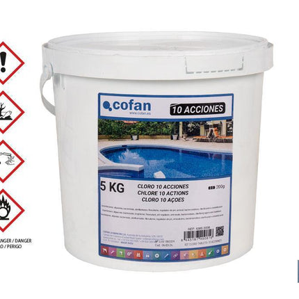 Cloro de 10 acciones en tabletas | Envase de 5 kg | Tratamiento multifunción para piscinas