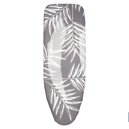 Funda acolchada para tabla de planchar | Tamaño universal | Estampado de ramas blancas | Color: gris bitonal | Material: 100 % algodón | Refleja el vapor | Medidas: 135 x 53 cm