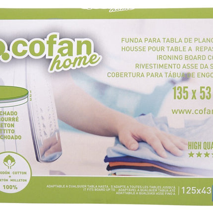 Funda acolchada para tabla de planchar | Tamaño universal | Estampado de ramas blancas | Color: gris bitonal | Material: 100 % algodón | Refleja el vapor | Medidas: 135 x 53 cm