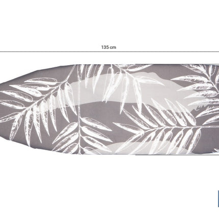 Funda acolchada para tabla de planchar | Tamaño universal | Estampado de ramas blancas | Color: gris bitonal | Material: 100 % algodón | Refleja el vapor | Medidas: 135 x 53 cm