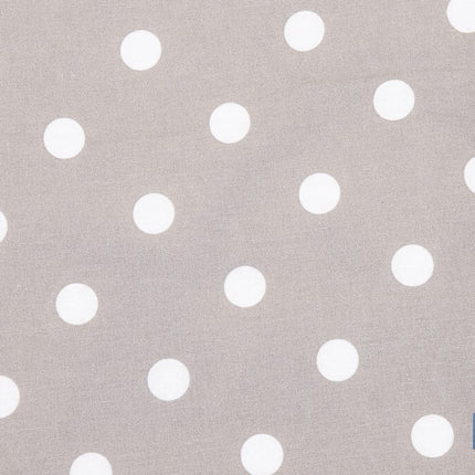 Funda acolchada para tabla de planchar | Tamaño universal | Estampado de lunares blancos y fondo gris | Material: 100 % algodón | Refleja el vapor | Medidas: 135 x 53 cm