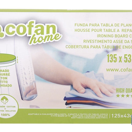 Funda acolchada para tabla de planchar | Tamaño universal | Estampado de lunares blancos y fondo gris | Material: 100 % algodón | Refleja el vapor | Medidas: 135 x 53 cm