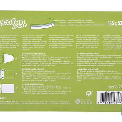 Funda acolchada para tabla de planchar | Tamaño universal | Estampado de lunares blancos y fondo gris | Material: 100 % algodón | Refleja el vapor | Medidas: 135 x 53 cm