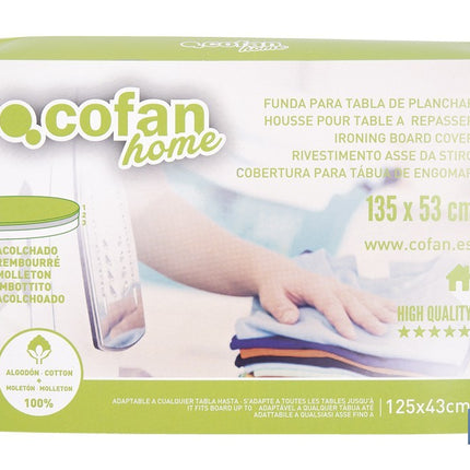 Funda acolchada para tabla de planchar con estampado de ramas verdes | Tamaño universal | Material: 100 % algodón | Refleja el vapor | Medidas: 135 x 53 cm