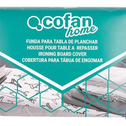 Funda acolchada para tabla de planchar | Tamaño universal | Estampado de triángulos verdes | Material: 100 % algodón | Refleja el vapor | Medidas: 140 x 60 cm