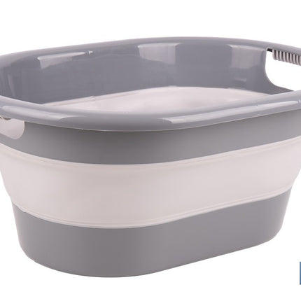 Barreño plegable con 18 litros de capacidad en color gris y blanco | Ahorro de espacio, fácil almacenamiento y transporte