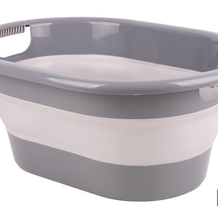 Barreño plegable con 18 litros de capacidad en color gris y blanco | Ahorro de espacio, fácil almacenamiento y transporte