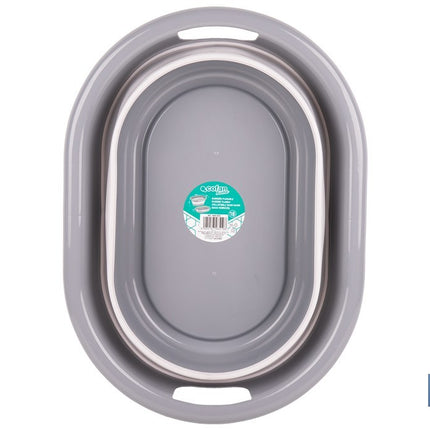 Barreño plegable con 18 litros de capacidad en color gris y blanco | Ahorro de espacio, fácil almacenamiento y transporte