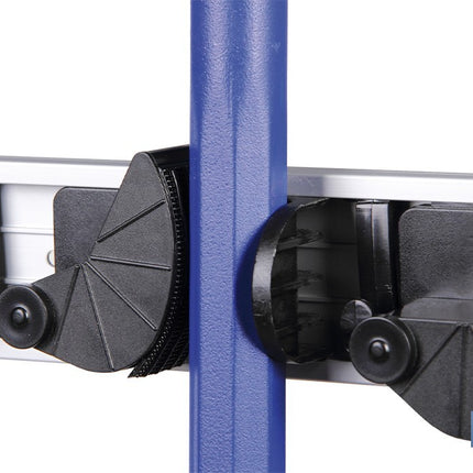 Colgador de escobas y fregonas con 3 soportes y 4 ganchos | Organizador de pared fuerte, práctico y ajustable