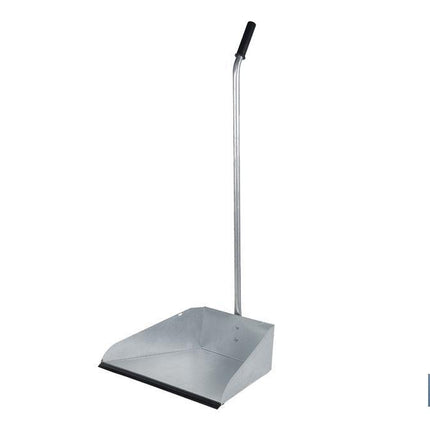 Recogedor metálico industrial con mango curvo | Borde de goma | Material: chapa galvanizada | Resistente y duradero