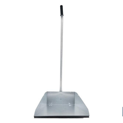 Recogedor metálico industrial con mango curvo | Borde de goma | Material: chapa galvanizada | Resistente y duradero