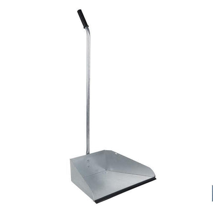 Recogedor metálico industrial con mango curvo | Borde de goma | Material: chapa galvanizada | Resistente y duradero