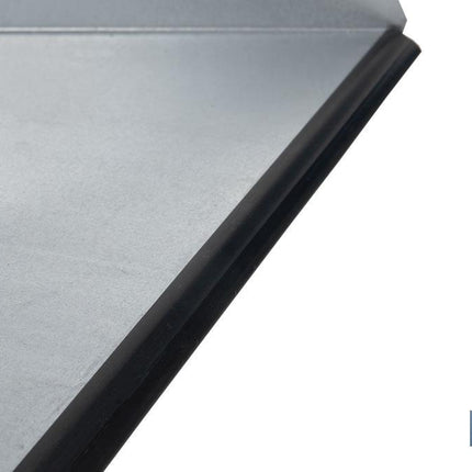 Recogedor metálico industrial con mango curvo | Borde de goma | Material: chapa galvanizada | Resistente y duradero