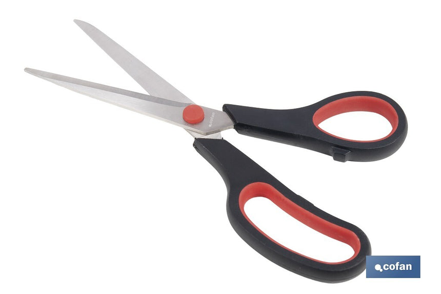 Tijeras multiusos con mango bimaterial | Hojas de acero inoxidable | Adecuadas para tela, papel, plástico | Longitud: 21,5 cm